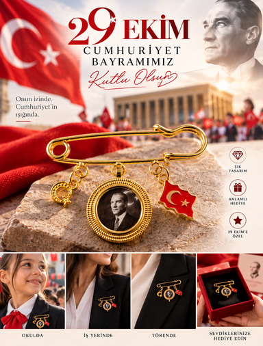29 Ekim Atatürk Yaka Broşu